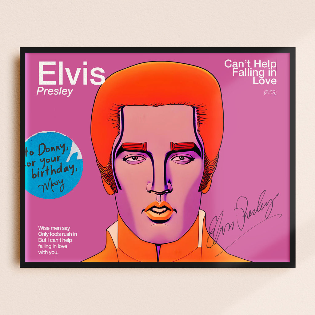 Custom Dedicated Elvis 'Can't Help Falling in Love' Song Lyrics Gift Poster