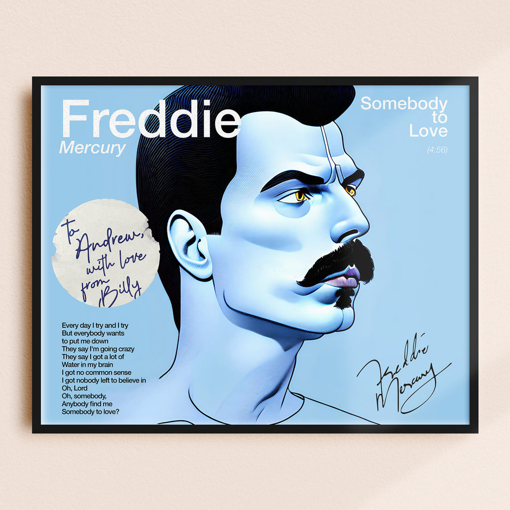 Custom Dedicated Freddie Mercury 'Somebody to Love' Song Lyrics Gift Poster