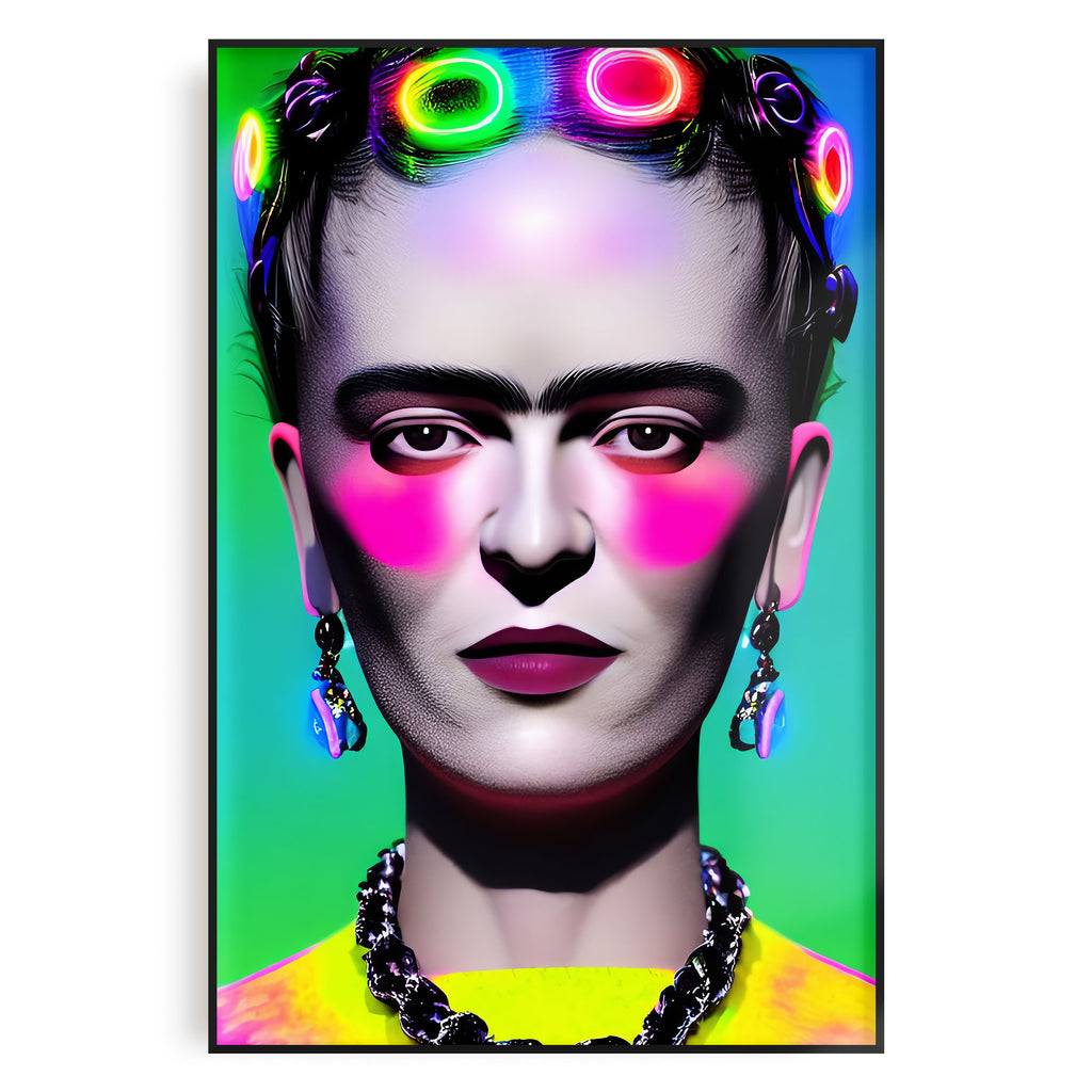 Frida Kahlo in a Rave Neon Colors 24x36 Poster