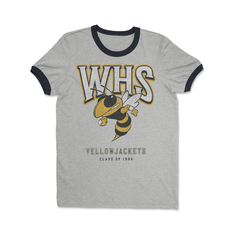 Retro 'Yellowjackets' WHS School Team Unisex Ringer Tee