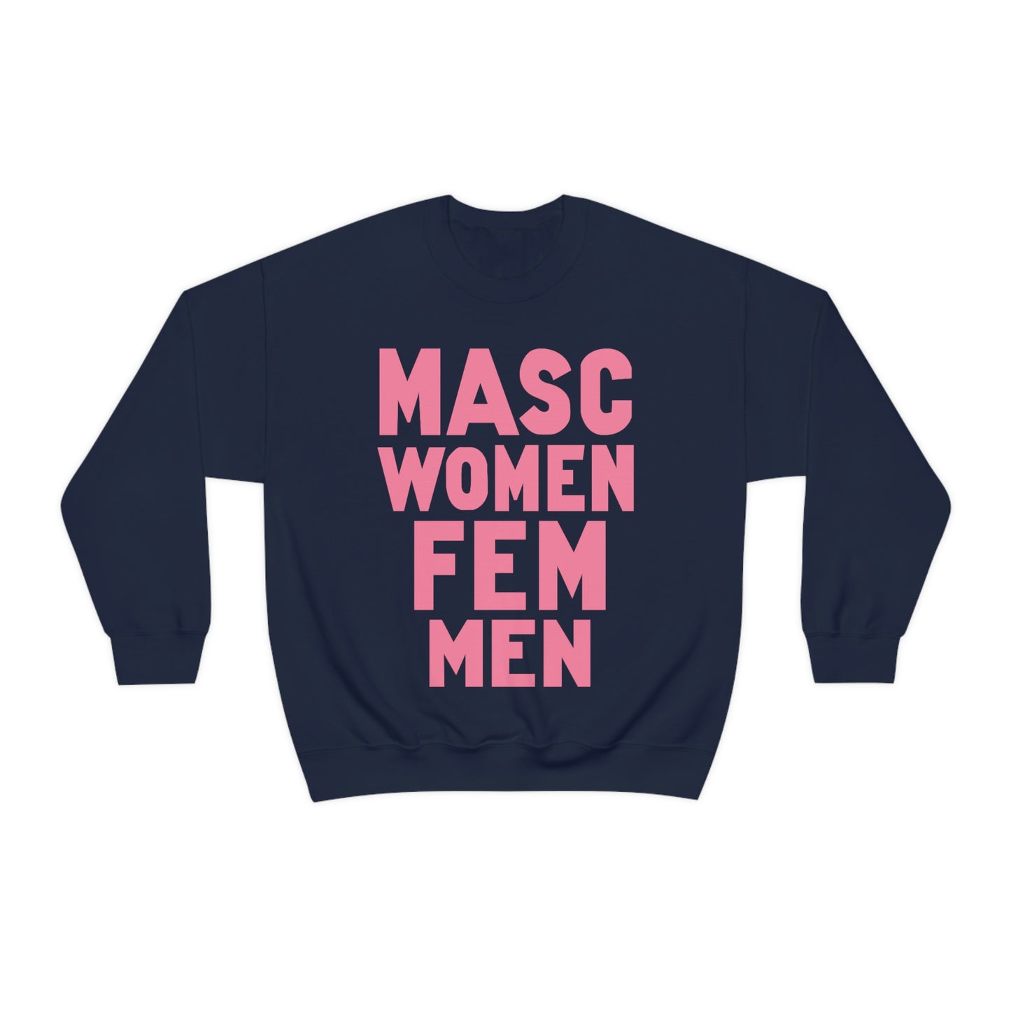 'Masculine Women Feminine Men' Vintage Pride LGBTQ+ Unisex Crewneck Sweatshirt